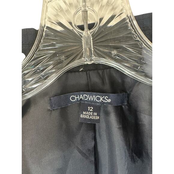 Chadwicks Blue Plaid Preppy Dark Academia Office Career Work Blazer Size 12 - Picture 2 of 12